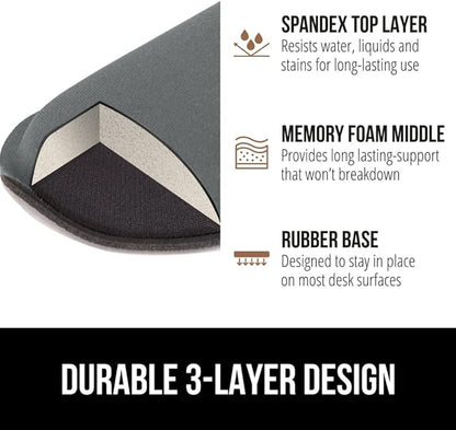 GORILLA GRIP Silky Gel Memory Foam Wrist Rest for Computer Keyboard, Mouse, Ergonomic Design for Typing Pain Relief, Desk Pads Support Hand and Arm, Mousepad Rests, Stain Resistant, 2 Piece Pad, Gray