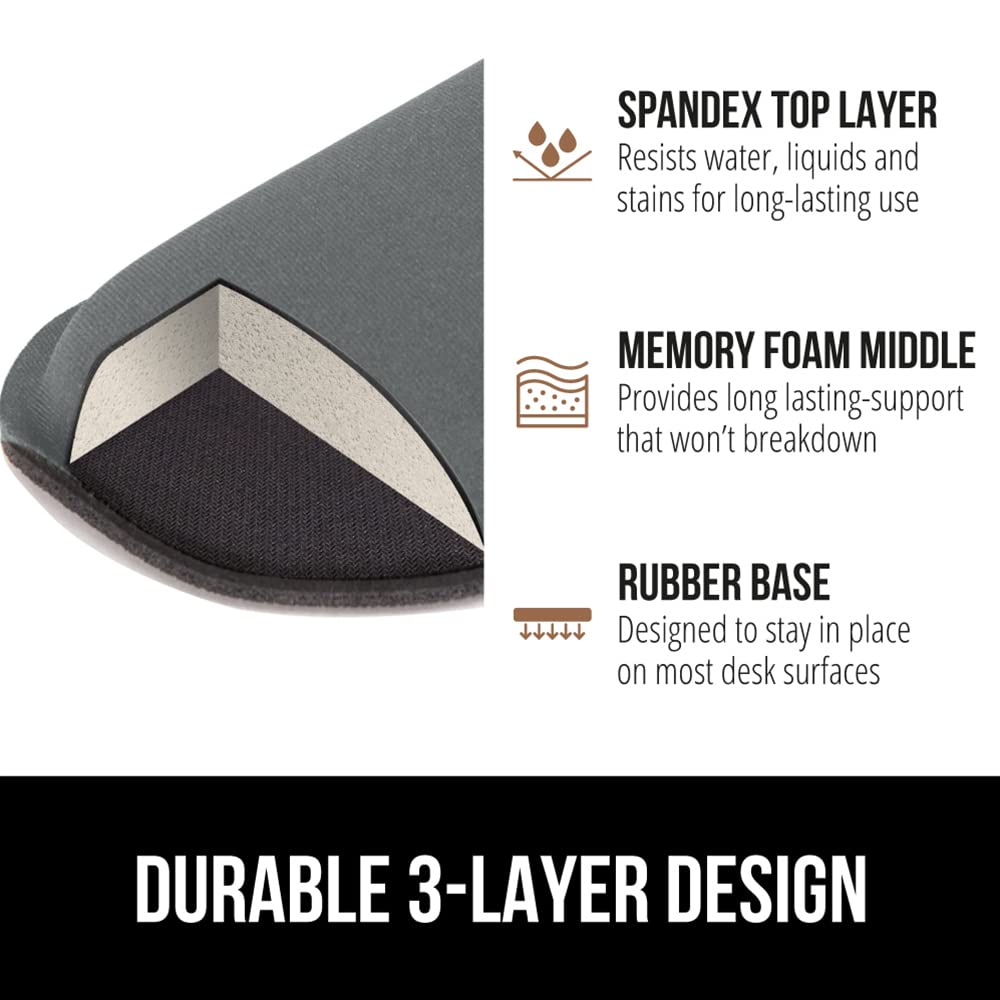 GORILLA GRIP Silky Gel Memory Foam Wrist Rest for Computer Keyboard, Mouse, Ergonomic Design for Typing Pain Relief, Desk Pads Support Hand and Arm, Mousepad Rests, Stain Resistant, 2 Piece Pad, Gray