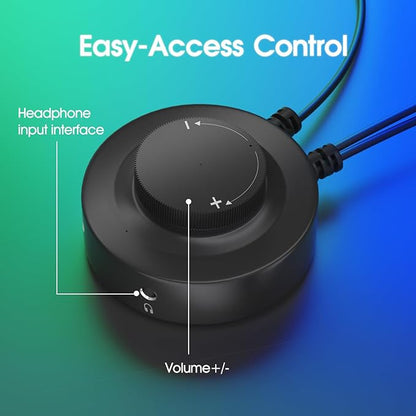 Computer Speakers,with 7 Colorful RGB Lights, Headphone Jack, Enhanced Bass and Volume Control, PC Speakers USB Powered Gaming Speakers for Laptop Monitor PC Tablet Phone