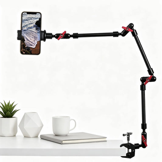 GOINWAVE Magic Arm Camera Mount, 32" Aluminum Articulating Arm with Desk Clamp & Standard 1/4" Screw, Heavy Duty Overhead Phone Mount for Video Recording, Live Streaming, Vlogging