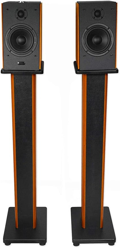 Rockville Pair RHTSC 36-Inch Bookshelf Speaker Stands, Surround Sound, 60 lbs Capacity, Wood Construction, Isolation Pads, Spikes, Sand-Fillable, for Home Theater and Studio Audio