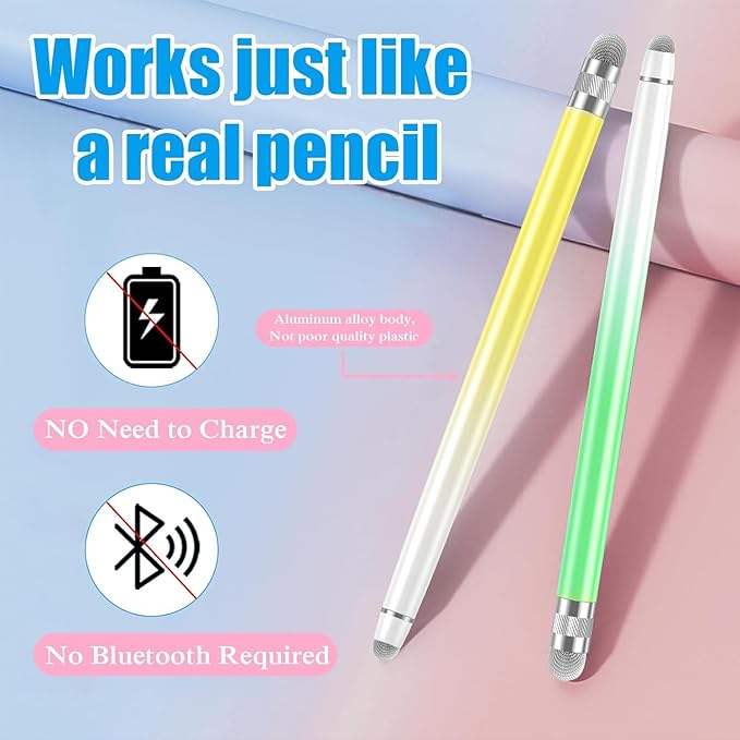5PCS Stylus Pens for Touch Screens, Stylus Pen for iPhone/iPad/Tablet Android/Microsoft/Surface, Compatible with All Touch Screens (Purple/Pink/Blue/Green/Yellow)