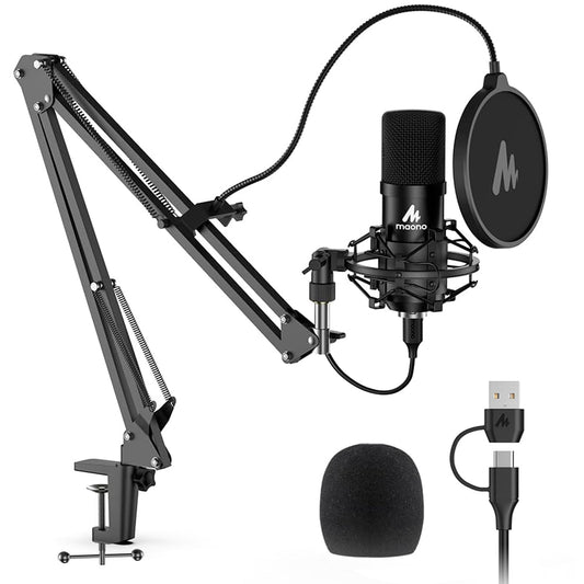 MAONO A04 USB Microphone, 192kHz/24Bit Condenser Mic Kit for PC Podcast