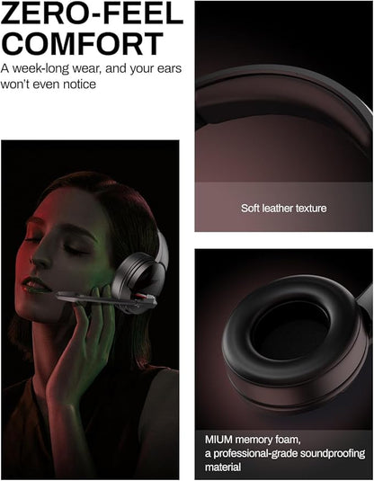 acer Wireless Gaming Headset, PS5 Headset with 2.4GHz for Ps5, Ps4, PC, Switch, Bluetooth 5.3 + 100Hrs Gaming Headphones with Noise Canceling Mic for Laptop, Mobile, Mac, 50mm Drivers (Black)