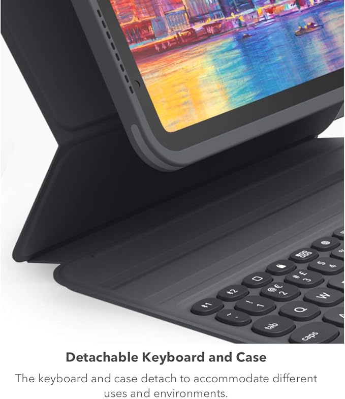 ZAGG Pro Keys Detachable Case and Wireless Keyboard for Apple iPad Pro 12.9, Multi-Device Bluetooth Pairing, Backlit Laptop-Style Keys, Apple Pencil Holder, 6.6ft Drop Protection - Charcoal