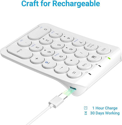 iClever Number Pad, KP08 Bluetooth Number Pad, Ultra Slim and Lightweight, USB-C Charge, Number Pad for Laptop, iPad, Mac, iMac, Tablet, PC Desktop