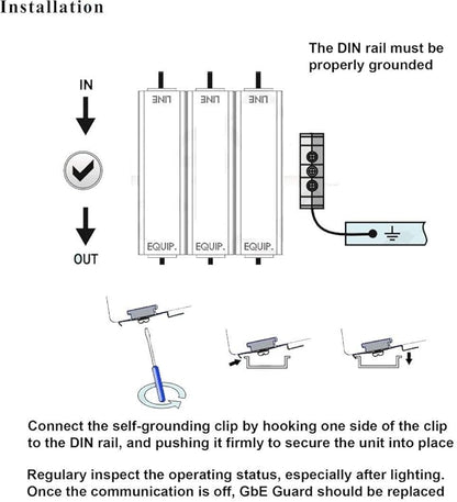 Ethernet Surge Protector - PoE+ - Gigabit - (with DIN Rail Mount Option) - Gas Discharge Tube for Full Protection - RJ45 Lightning Suppressor - LAN Network CAT5/CAT6 Thunder Arrestor - Tupavco TP309
