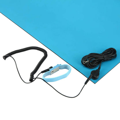 MWRF Source ESD Mat Kit with Wrist Strap and Grounding Cord (20 Inches x 24 Inches x 0.12 Inch, Blue)