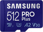 Samsung PRO Plus microSD Memory Card + Adapter, 512GB microSDXC, Up to 180 MB/s, Full HD & 4K UHD, UHS I, C10, U3, V30, A2, for Android Smartphones, Tablets, GoPRO, and DJI Drone (MB MD512SA/AM)