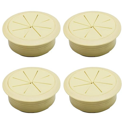 Desk Grommet 2" (50 mm), Desk Hole Cover for Cables Beige, Cable Grommet ABS Plastic, Desk Hole Grommet for Office and Home Table Cable, Detachable & Flexible Cable Cord Organizer-4 Pcs