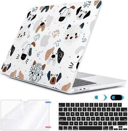 Compatible with MacBook Air 13 inch Case 2025 2024-2022 M4 A3240 M3 A3113 M2 A2681, Plastic Hard Shell&Keyboard Cover&Screen Film&Webcam Cover for MacBook Air 13.6 inch Case, Funny Dog