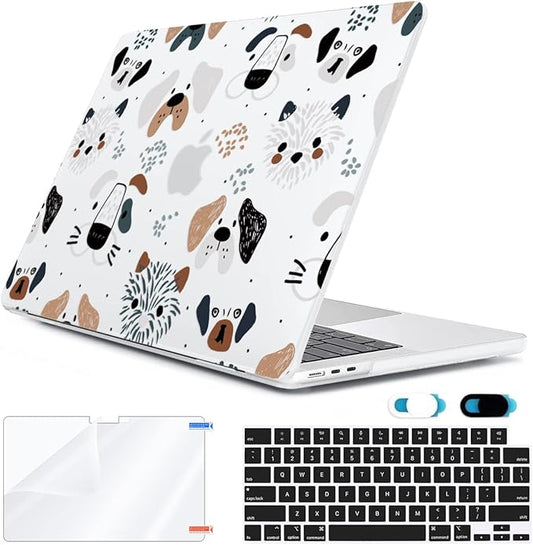Compatible with MacBook Air 13 inch Case 2025 2024-2022 M4 A3240 M3 A3113 M2 A2681, Plastic Hard Shell&Keyboard Cover&Screen Film&Webcam Cover for MacBook Air 13.6 inch Case, Funny Dog