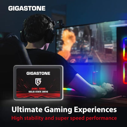 Gigastone SATA SSD 128GB (2-Pack) 2.5 inch SSD 520MB/s Upgrade Laptop PC Memory and Storage PS4 HDD Replacement 2.5" Internal Solid State Hard Drives SATA III SLC Cache 3D NAND Game Turbo Performance