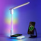 WILIT Desk Lamp for College Dorm Room,Sound Reactive RGB Lamp, Gamer Room Decor, Table Lamp with Wireless Charger&USB Charging Port,Touch Control Lamp,LED Reading Lamp for Home Office,Men Gifts