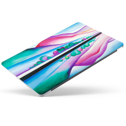 Berkin Arts Compatible with MacBook Air 13 inch Cover, 2022-2018 Release A1932 with Keyboard Cover & Screen Protector Cloisonnism Vivid Abstract Landscape (Lake George Reflection by O'Keeffe)