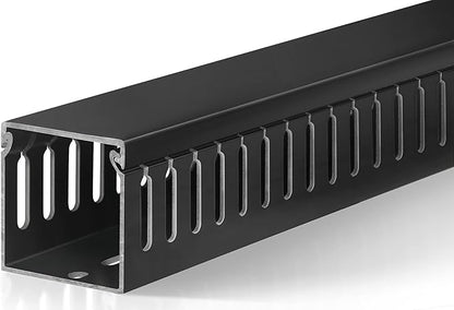 ZhiYo Cable Raceway 78in(2xL39in), Server Rack Cable Management Under Desk Cord Organizer, Electrical Safe PVC Cable Channel Open Slot Wire Raceway for Network/PC/TVs, Wire Duct H2 x W2in Black