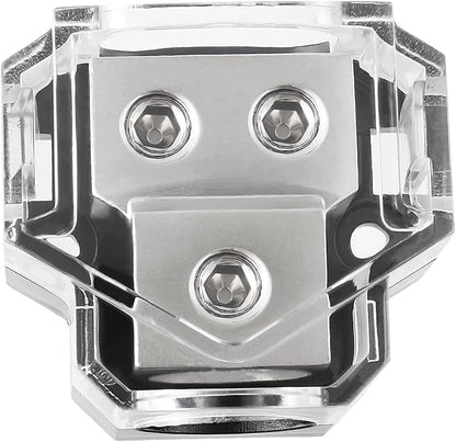 BOJACK 2 Way Power Distribution Connecting Block 1x0/2/4 Gauge Input 2x4/8 Gauge Output Power Distribution Block for Car Amplifier Audio Splitter