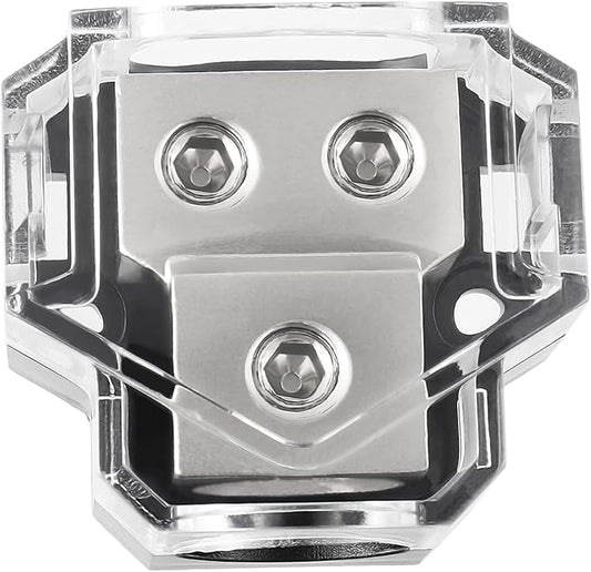 BOJACK 2 Way Power Distribution Connecting Block 1x0/2/4 Gauge Input 2x4/8 Gauge Output Power Distribution Block for Car Amplifier Audio Splitter