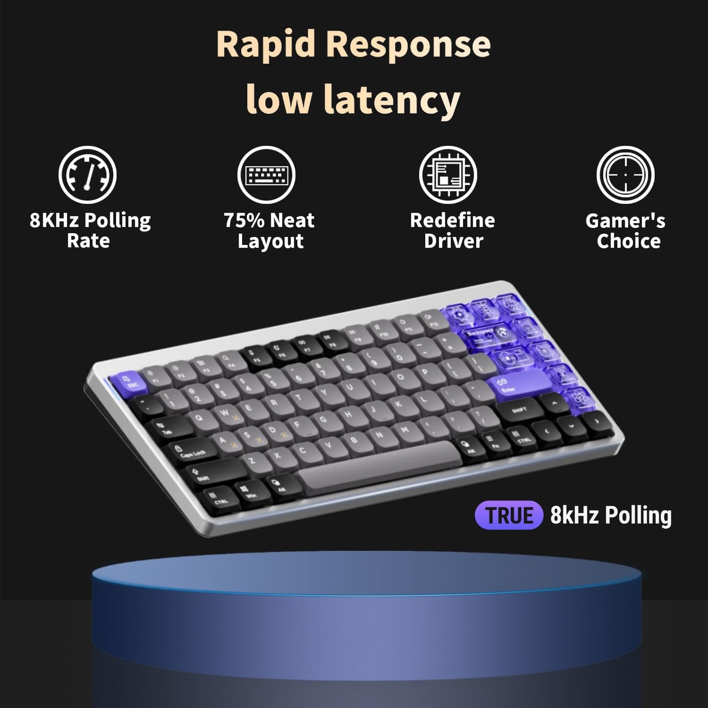 nuphy Air75 HE Rapid Trigger Low Profile Gaming Keyboard,Hall Effect keybaord,84 Keys 75 Percent Layout Wired Magnetic Switches Keyboards,Magnetic Jade Pro Switch
