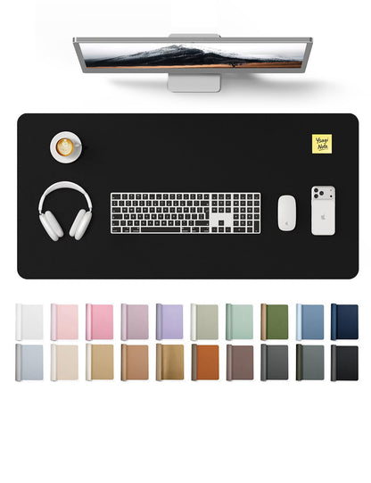 YSAGi Large Extended PU Leather Desk Pad Protector – Non-Slip Waterproof Desk Mat for Office & Home, Easy Clean Mouse Pad & Laptop Writing Blotter 35.4"x17" Black