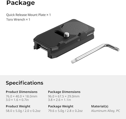 SmallRig Mount Plate for AirTag, Quick Release Camera Mount Baseplate for Arca-Type, Built-in EVA Pad, 1/4"-20 Screws, for Sony A7 III/ A7 IV/ A7C II/ A7C R/A6700 /A6400 /FX30 /FX3 /ZV-E10 II- MD5423