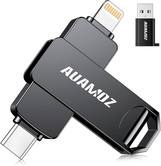 256GB Flash Drive Intended for iPhone, Memory Stick Storage Files Photos Videos Backup, Compatible with iPhone iPad Android PC, Plug and Play, No Application Required (Metal Gray)