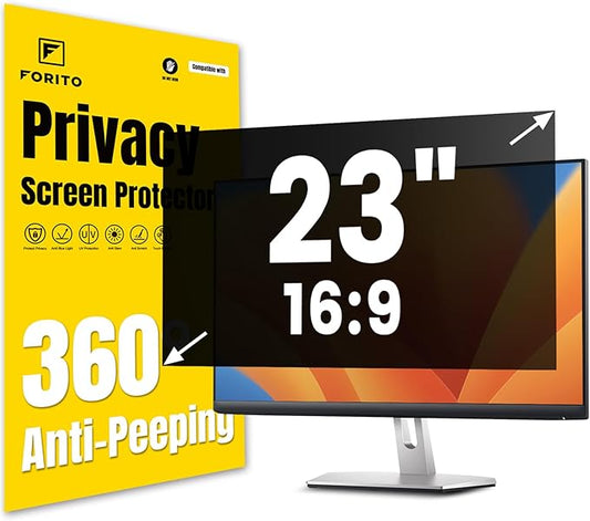 F FORITO 23 Inch 16:9 360°Privacy Screen Protector for Computer Monitor, Removable Eye Protection Anti Blue Light Anti Glare Computer Screen Privacy Shield for 23" Widescreen Monitors