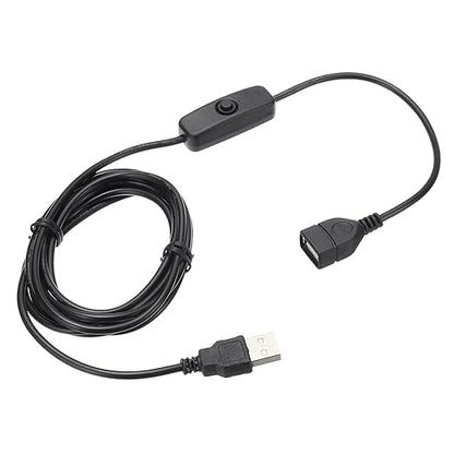 MECCANIXITY USB Extension Cable with ON/Off Button Switch 2m USB Male to Female Extension Cord for Desk Lamp Fan LED Light Strip Black Pack of 2