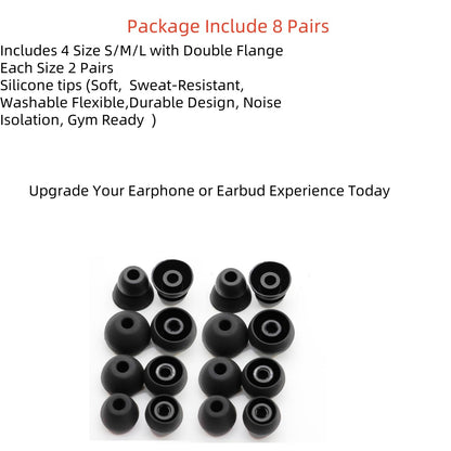 Aginkgo Replacement Ear Tips for Beats Urbeats2.0 Tour2.0 ibeats Beats x, Beats Flex Secure Fit for Powerbeats Pro Silicone Earbuds Washable Sweat-Resistant Noise Isolation 8 Pairs (Black)
