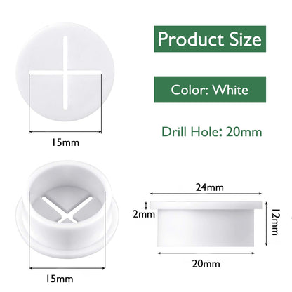 EASYEAH 20Pcs Desk Grommet, 3/4" (20mm) White Silicone Cord Hole Cover, Flexible Rubber Wire Grommets, Wall Grommets for Cables Management, Table, Countertop, Cabinets and Furnitures Wire Organizer