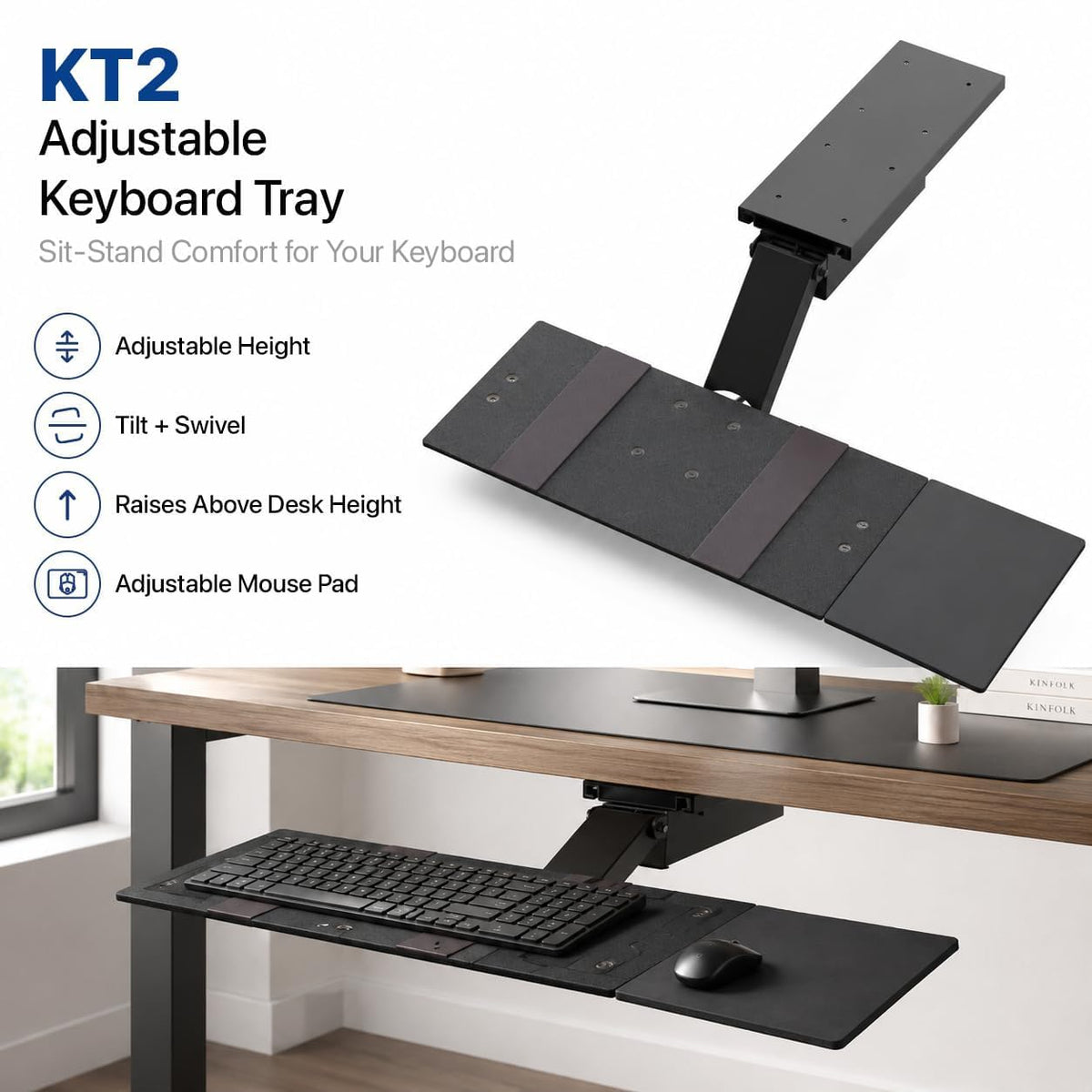 Uncaged Ergonomics Under Desk Keyboard Tray Slide Out & Keyboard Holder