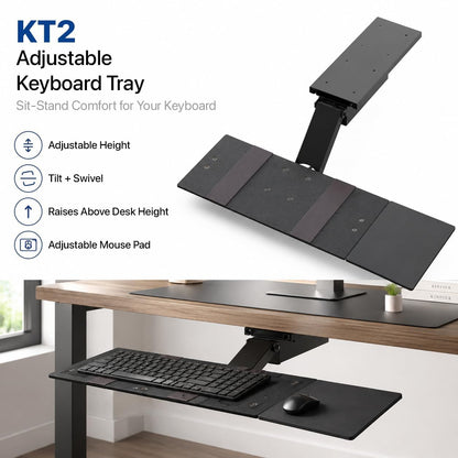 Uncaged Ergonomics Under Desk Keyboard Tray Slide Out & Keyboard Holder