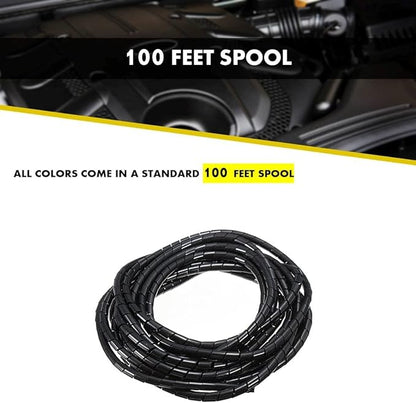 Kable Kontrol Vortex Spiral Cable Wrap - 1” Inch 100’ Feet Long - Hose Protector Flexible Polyethylene Wire Conduit Tubing Cable Sleeve Cord Cover to Organize Wires – Black