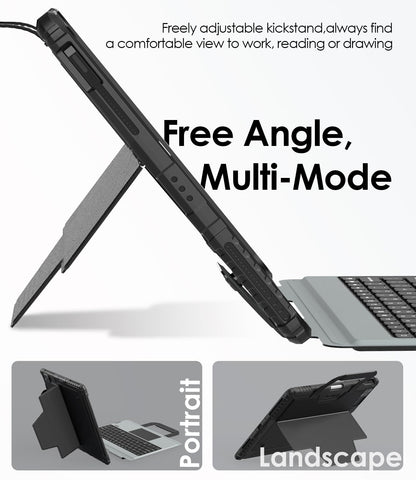 Nillkin Carry Go Keyboard Case for iPad Pro 13 inch (M5, 2025/M4,2024) with Handle, Rugged Case with Detachable Keyboard for iPad Pro 13", Magic Trackpad, 7 Colors Backlit, Portrait/Landscape, Black