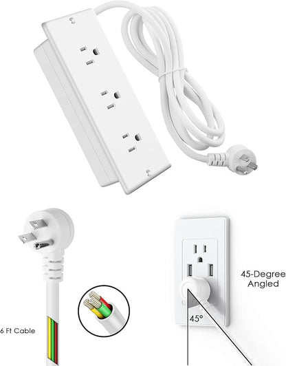 Conference Recessed Power Strip Waterproof,Table Power Outlet,Furniture Flush Mount Desk Outlet Station,3 Outlets,IPX6 Waterproof,10FT Extension Cord Multiple Outlet (White)
