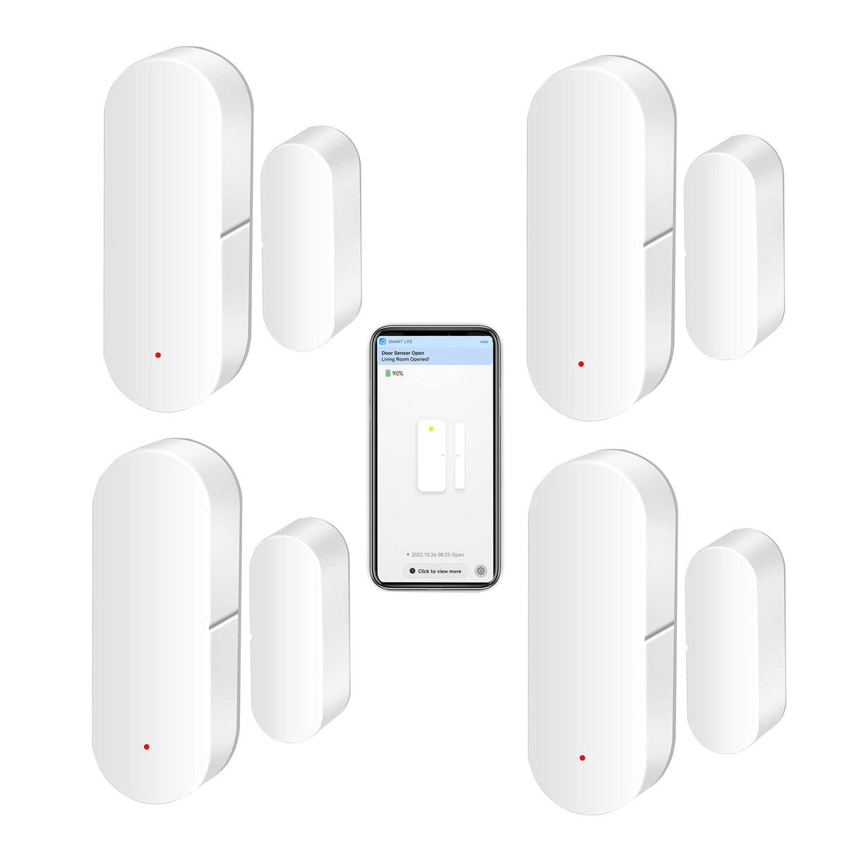 WiFi Door Sensor: Smart Door Open/Closed Detectors, Wireless Window Sensor with App Notification Alert, Contact Sensor for Home Security, Compatible with Alexa Google Assistant (2pack)