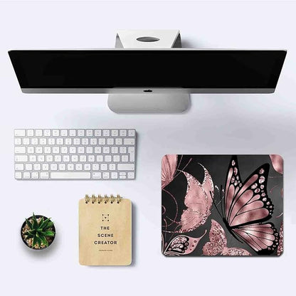 IMAYONDIA Mouse Pad, Rose Gold Butterfly Mouse Pad, Non-Slip Rubber Base Mousepad, Mouse Mat Desk Pad for Work, Game, Office, 9.5 x 7.9 Inch - Beautiful Modern Glitter Foil Design