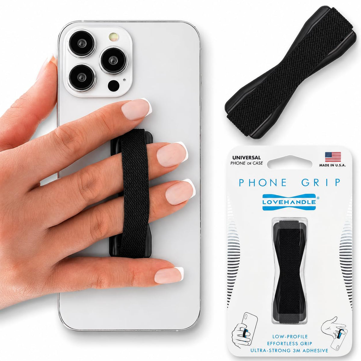 LOVEHANDLE Original Universal Phone Grip - Black and White Checkered