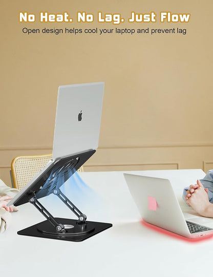 Adjustable Laptop Stand for Desk-360° Rotating Foldable Laptop Holder Ergonomic Laptop Riser for MacBook Pro/Air Dell HP Lenovo Notebook up to 16",Black