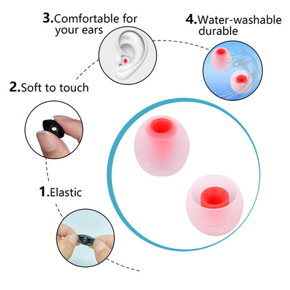 TSZYYM Earbud Tips Ear Bud Tips Soft Anti Slip Washable and Reusable Silicone Replacement Earbud Tips Fit Most in-Ear Earbuds(Inner Hole 3.8mm -5.1mm) 18pcs S M L