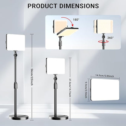 2-Pack LED Video Light with Stand, Home Studio Back Lights, Photo Lights with Color Filters for Close Photography Lighting YouTube Video Recording, Desk Game Steaming