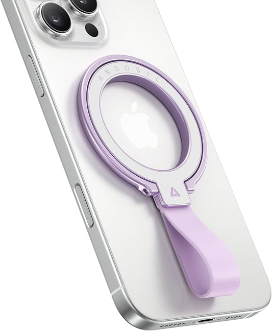 andobil [2026 Unrivaled Stability] Magnetic Phone Grip Holder for MagSafe Ring Stand Holder Kickstand Compatible with MagSafe Accessories for iPhone 17 Air 16 Pro Max Plus 15 14 13 12&Android, Purple