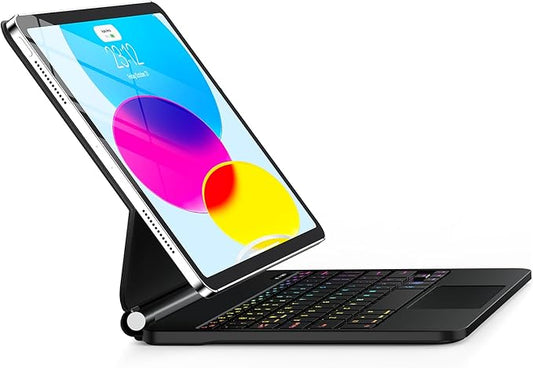 iPad 11. (A16) and 10. Generation Keyboard Case - Magic Style Magnetic - Floating Console Stand - iPad 11 inch 2025 & 10th Generation 10.9" Multi Touch Trackpad Keyboard Case (Cool Black)