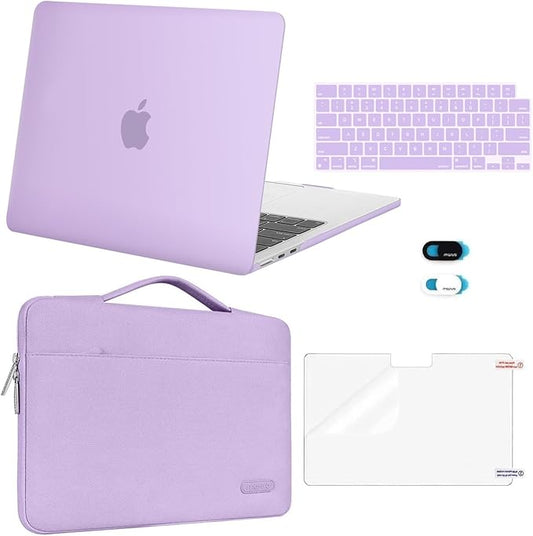 MOSISO Compatible with MacBook Air 13 inch Case M5 2026 M4 2025 M3 M2 2024-2022 A3449 A3240 A3113 A2681,Hard Shell&Sleeve Bag&Keyboard Skin&Webcam Cover&ScreenFilm for MacBook Air 13.6, Purple
