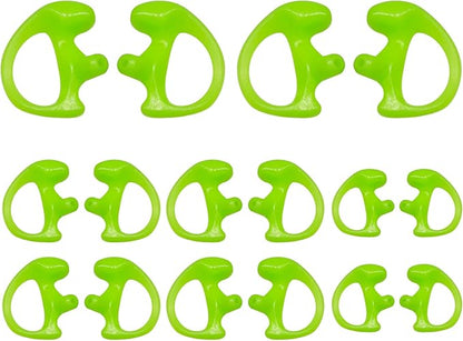 Silicone Replacement Earmold for Motorola/Baofeng/Retavis Radios - Police Walkie Talkie & Law Enforcement Soft Earpiece Inserts (8 Pair, Green - 2L/4M/2S)