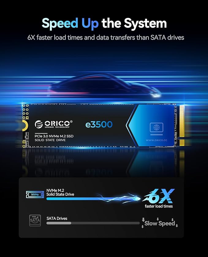 ORICO 256GB M.2 NVMe SSD, PCIe Gen3x4 M2 2280 SSD, Up to 1700MB/s Read & 1100MB/s Write, 3D NAND Flash Internal Solid State Drive with SLC Cache, Compatible with Laptops PC Desktops-e3500