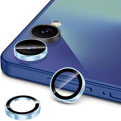 for Samsung Galaxy Z Flip 7 Camera Lens Protector, Individual Metal Ring Tempered Glass Lens Cover, [Strong Adsorption] Scratch Resistant Ultra-Thin HD Clear Lens Cover, 1 Set-Blue Ring