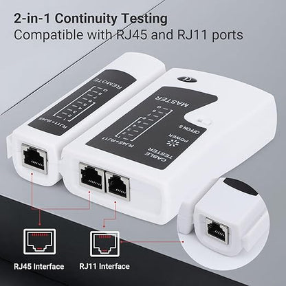 RJ45 Cable Tester Network Cable Tester Ethernet Wire Test Tool for LAN Phone RJ45 RJ11 RJ12 Cat5 Cat5e Cat6 Cat6a Cat7 UTP/Shield Cable