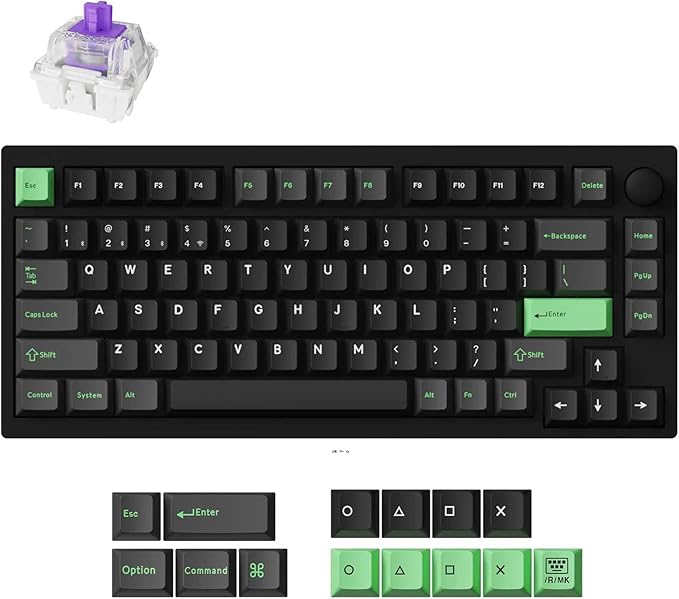 P1 HE 75% Wireless Custom Mechanical Gaming Keyboard with Gateron Double-Rail Magnetic Switches Full Assembled Knob Version - Black