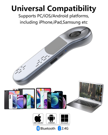 ZTYTO Air Mouse for PC/iOS/Android with Touchpad Rechargeable Wireless Presentation for PPT Pointer Bluetooth 2.4G Remote Control for PowerPoint/Keynote/Tiktok/Camera/Kindle App (Silver)